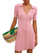 KNIT POLO MINI DRESS