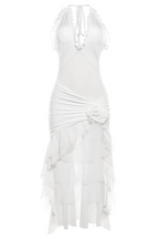 Flowering Girl Women Malia Halter Mesh Flower Ruffle Midi Dress