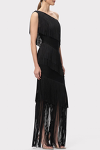 Malik One Shoulder Fringe Maxi Bandage Dress
