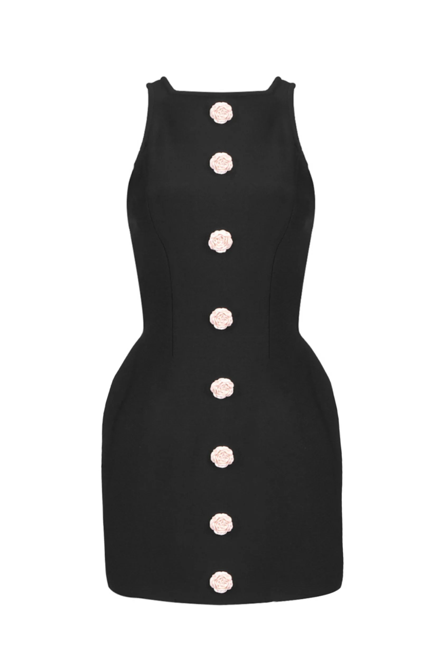 Flowering Girl Women Marcia Sleeveless Flower Buttons Mini Dress