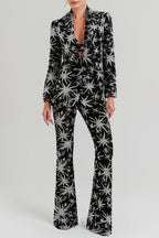 Flowering Girl Women Marigo Star Glitter Embroidered Blazer Two Piece Set