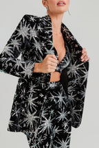Flowering Girl Women Marigo Star Glitter Embroidered Blazer Two Piece Set
