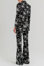 Flowering Girl Women Marigo Star Glitter Embroidered Blazer Two Piece Set