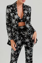 Flowering Girl Women Marigo Star Glitter Embroidered Blazer Two Piece Set