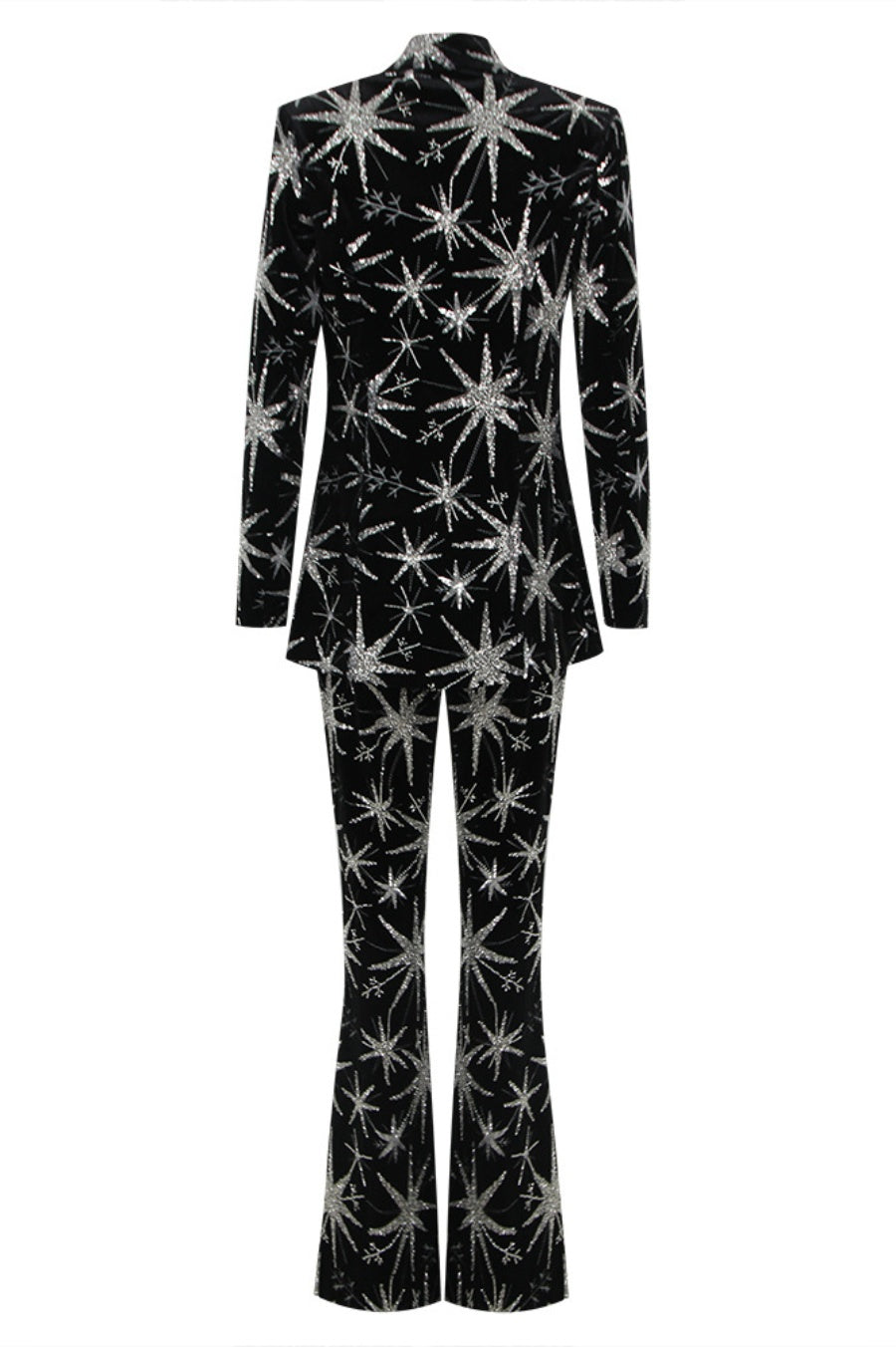 Flowering Girl Women Marigo Star Glitter Embroidered Blazer Two Piece Set