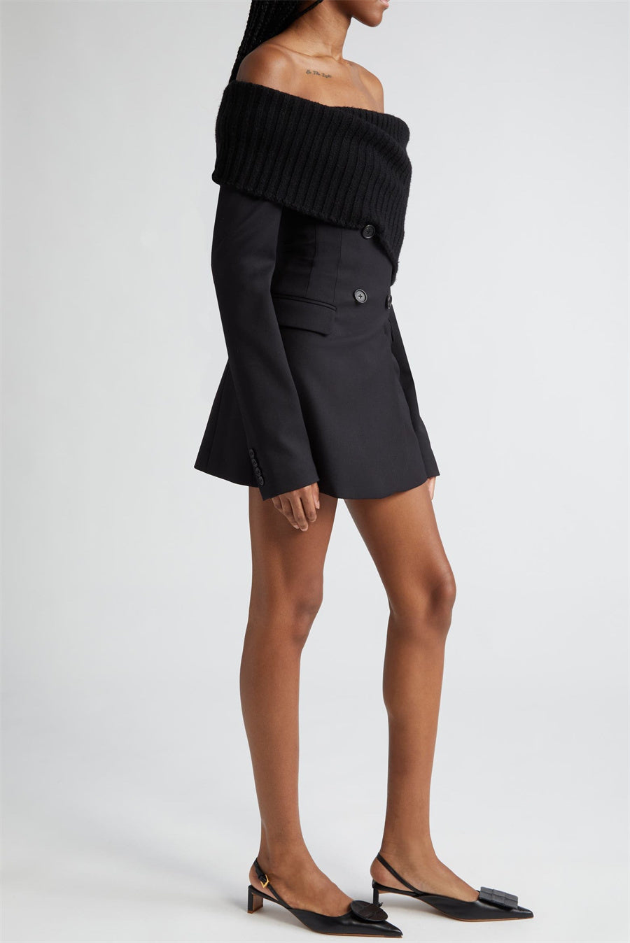 Flowering Girl Women Mattie One Shoulder Knit Collar Mini Dress