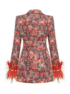 Flowering Girl Women Long Sleeve Floral Blazer Dress