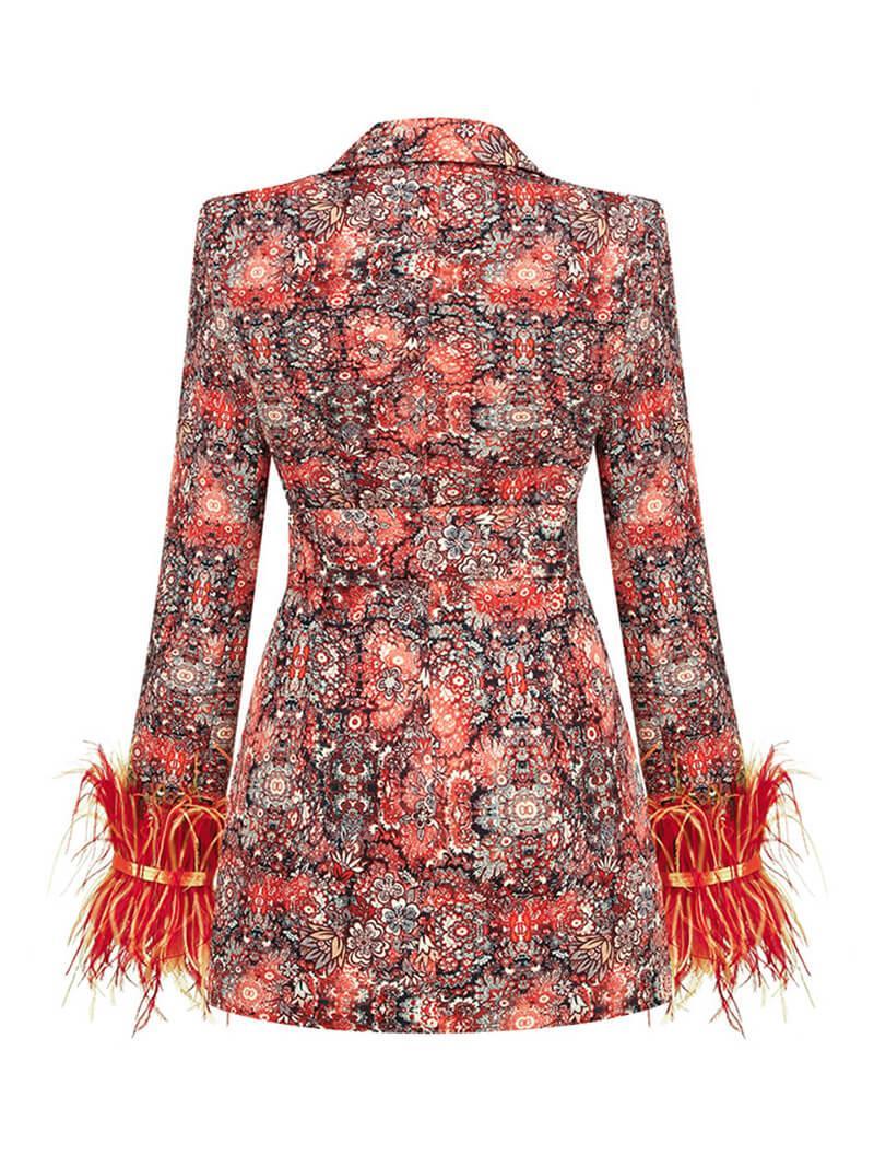 Flowering Girl Women Long Sleeve Floral Blazer Dress