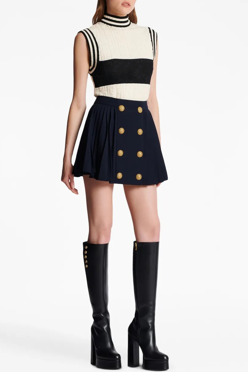 Flowering Girl Women Megumi Gold Button Pleated Mini Skirt