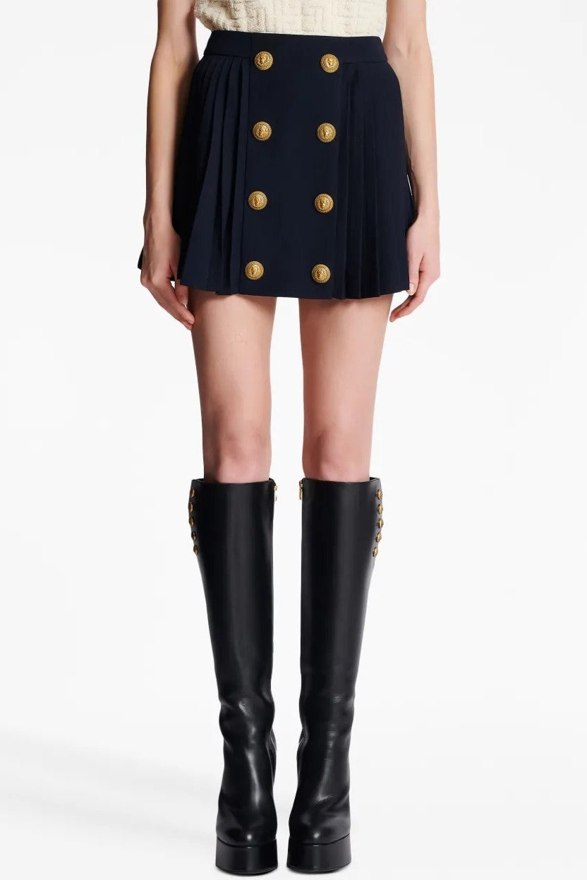 Flowering Girl Women Megumi Gold Button Pleated Mini Skirt