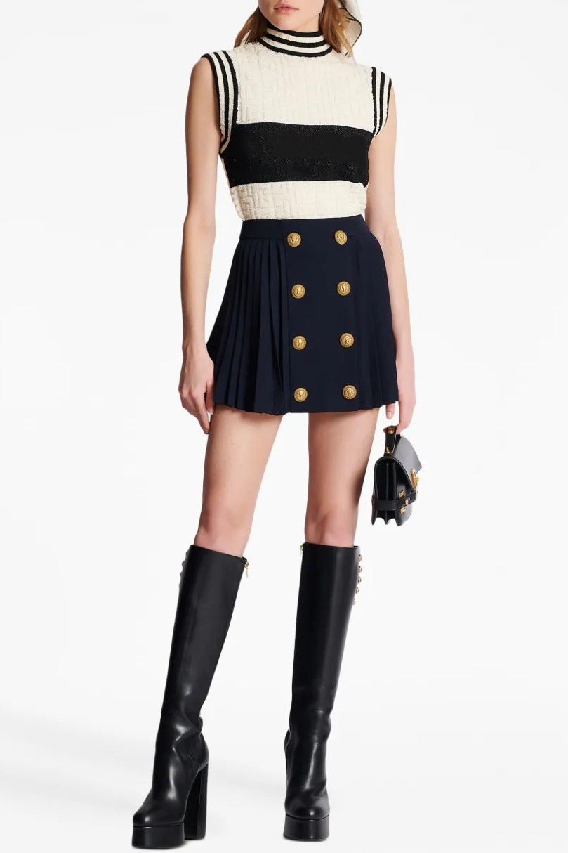 Flowering Girl Women Megumi Gold Button Pleated Mini Skirt