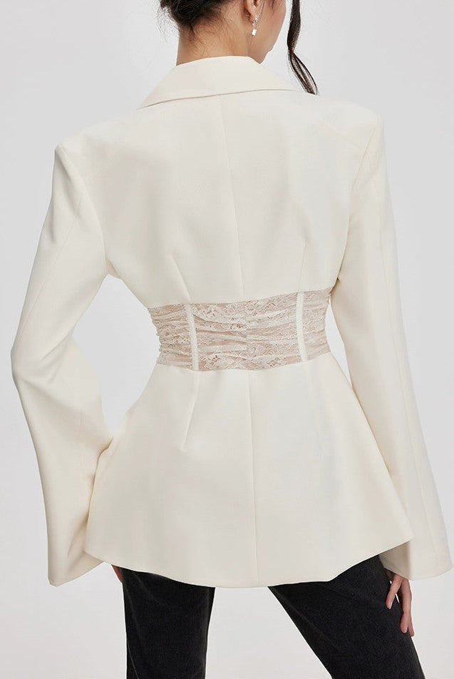 Flowering Girl Women Melany See Through Lace Up Shirt in White
