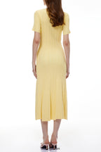 apphia Yellow Contrast Lace Knit Midi Dress