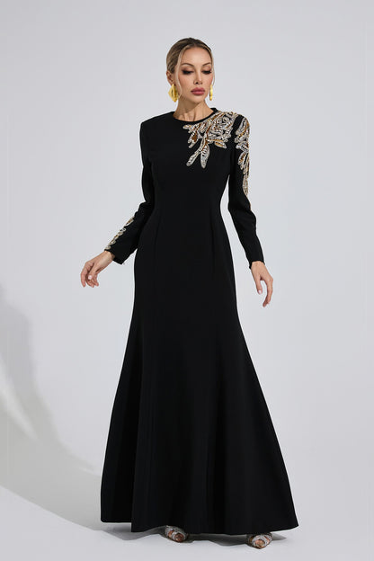 rebecca Black rhinestone embellished long sleeve Maxi Dress