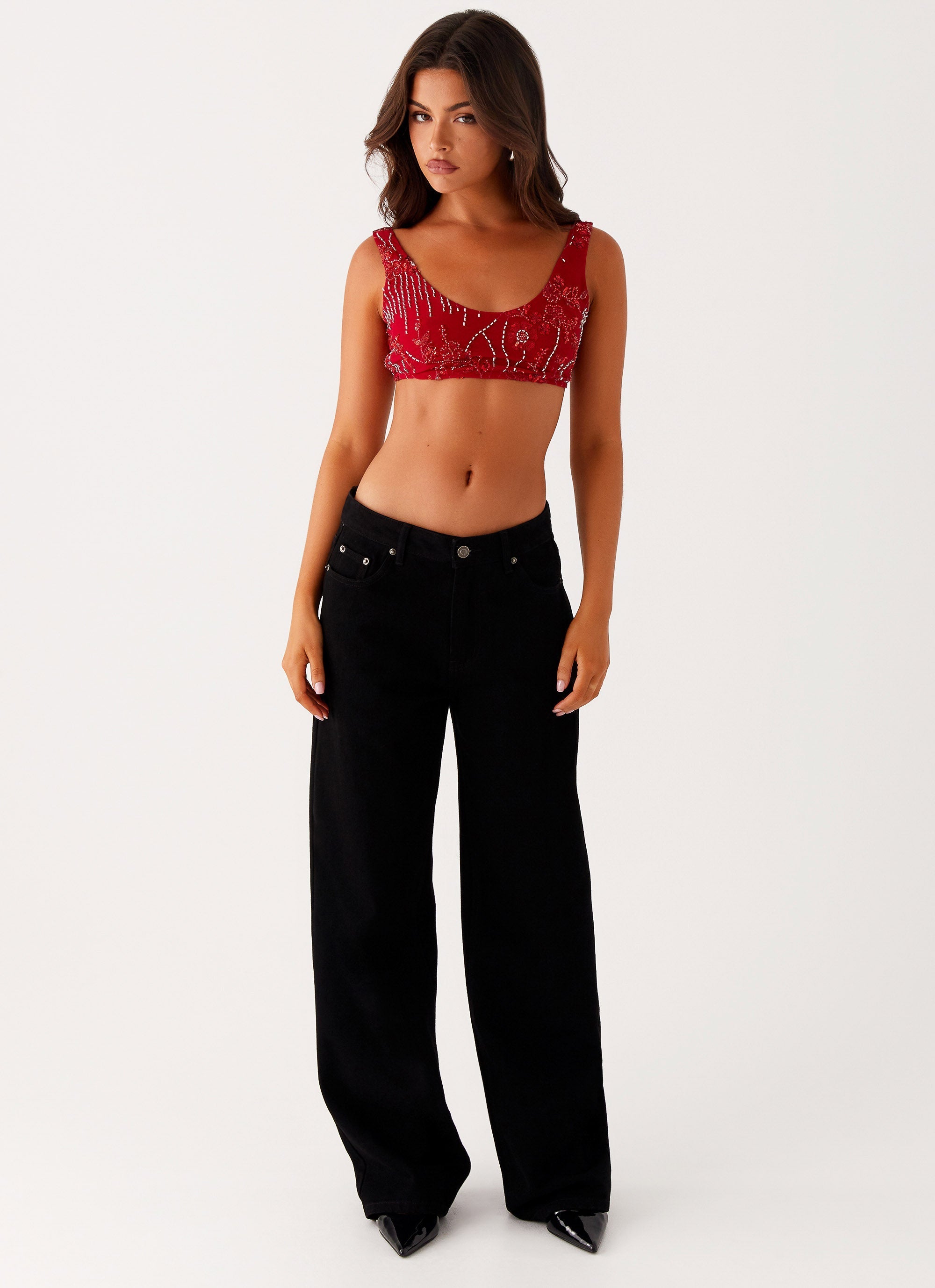 Flowering Girl Women Mercer Sequin Bralette - Red