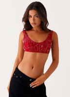 Flowering Girl Women Mercer Sequin Bralette - Red