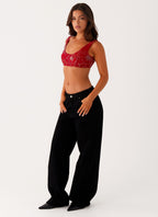 Flowering Girl Women Mercer Sequin Bralette - Red