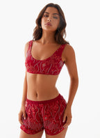 Flowering Girl Women Mercer Sequin Bralette - Red