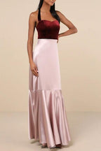 Flowering Girl Women Mesmerizing Impression Mauve Pink Mixed Media Halter Maxi Dress Lulus