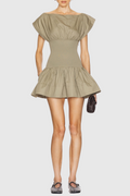Flowering Girl Women Michael Ruched Patchwork Mini Dress - Khaki