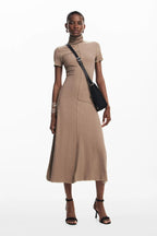 Flowering Girl Women Midi Dress With High Neck