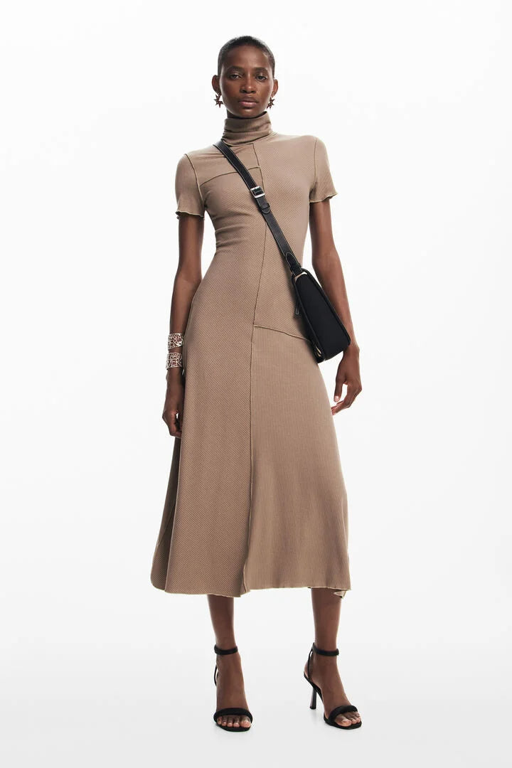 Flowering Girl Women Midi Dress With High Neck