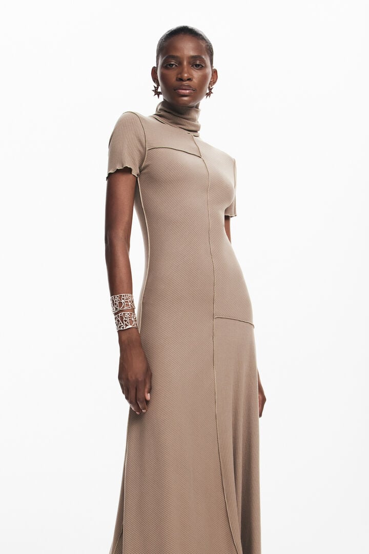 Flowering Girl Women Midi Dress With High Neck