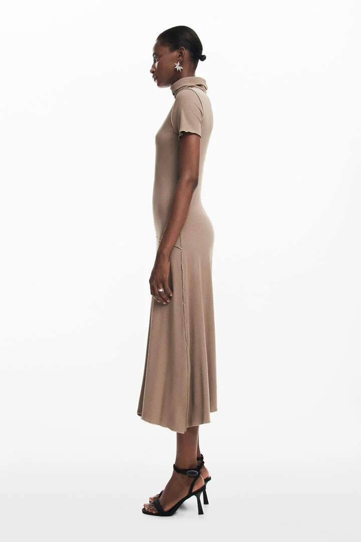 Flowering Girl Women Midi Dress With High Neck