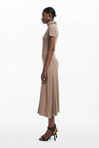 Flowering Girl Women Midi Dress With High Neck