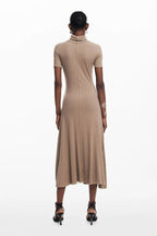 Flowering Girl Women Midi Dress With High Neck