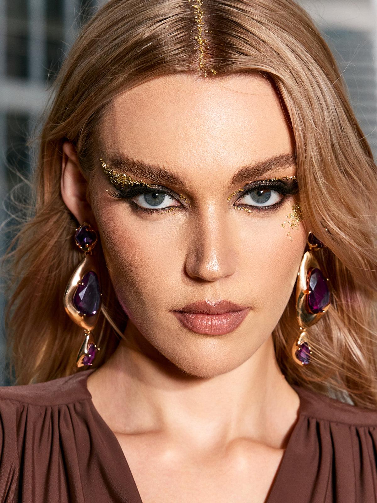 Flowering Girl Women Mikko Geometric Rhinestone Earrings