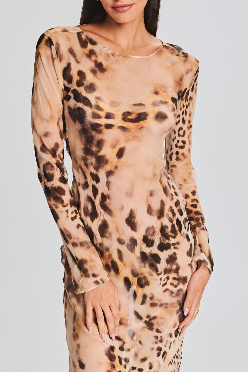 Flowering Girl Women Milada Leopard Backless Silk Maxi Dress