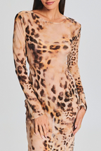 Flowering Girl Women Milada Leopard Backless Silk Maxi Dress