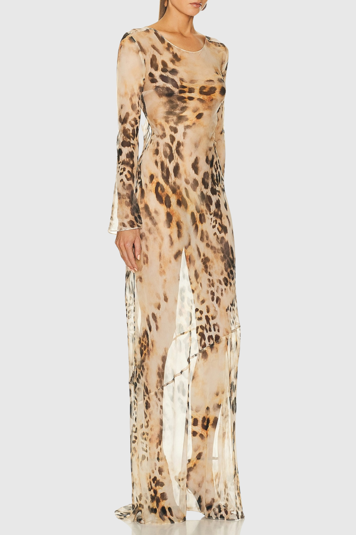 Flowering Girl Women winni Leopard Backless Silk Maxi Dress