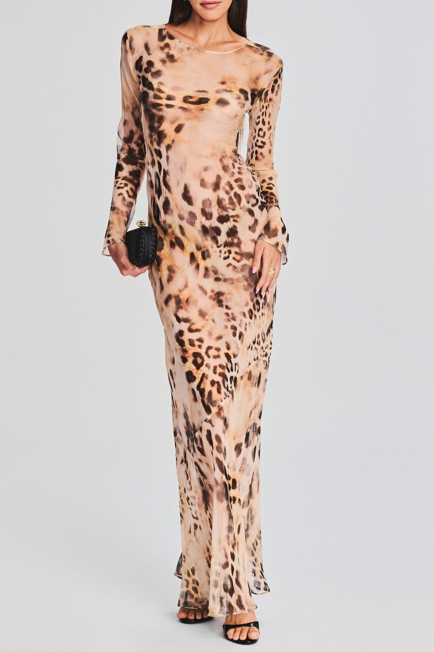 Flowering Girl Women winni Leopard Backless Silk Maxi Dress