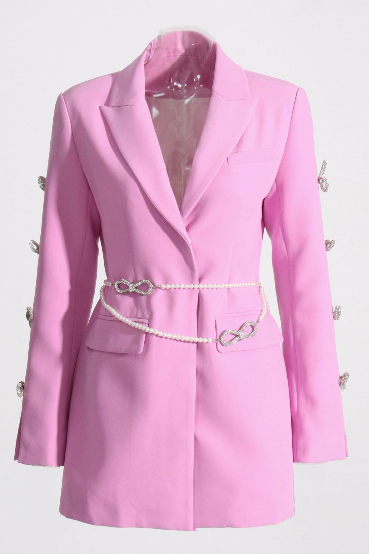 Flowering Girl Women Milena Bow-Detail Pearl Belted Blazer Dress
