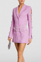 Flowering Girl Women Milena Bow-Detail Pearl Belted Blazer Dress