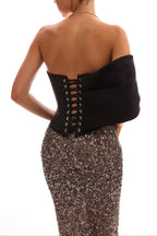 Showstopper Fully Sequined Silver Fitted Maxi Skirt, Midnight Walk