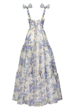 Hydrangea Tender Floral Maxi Tie-Strap Dress