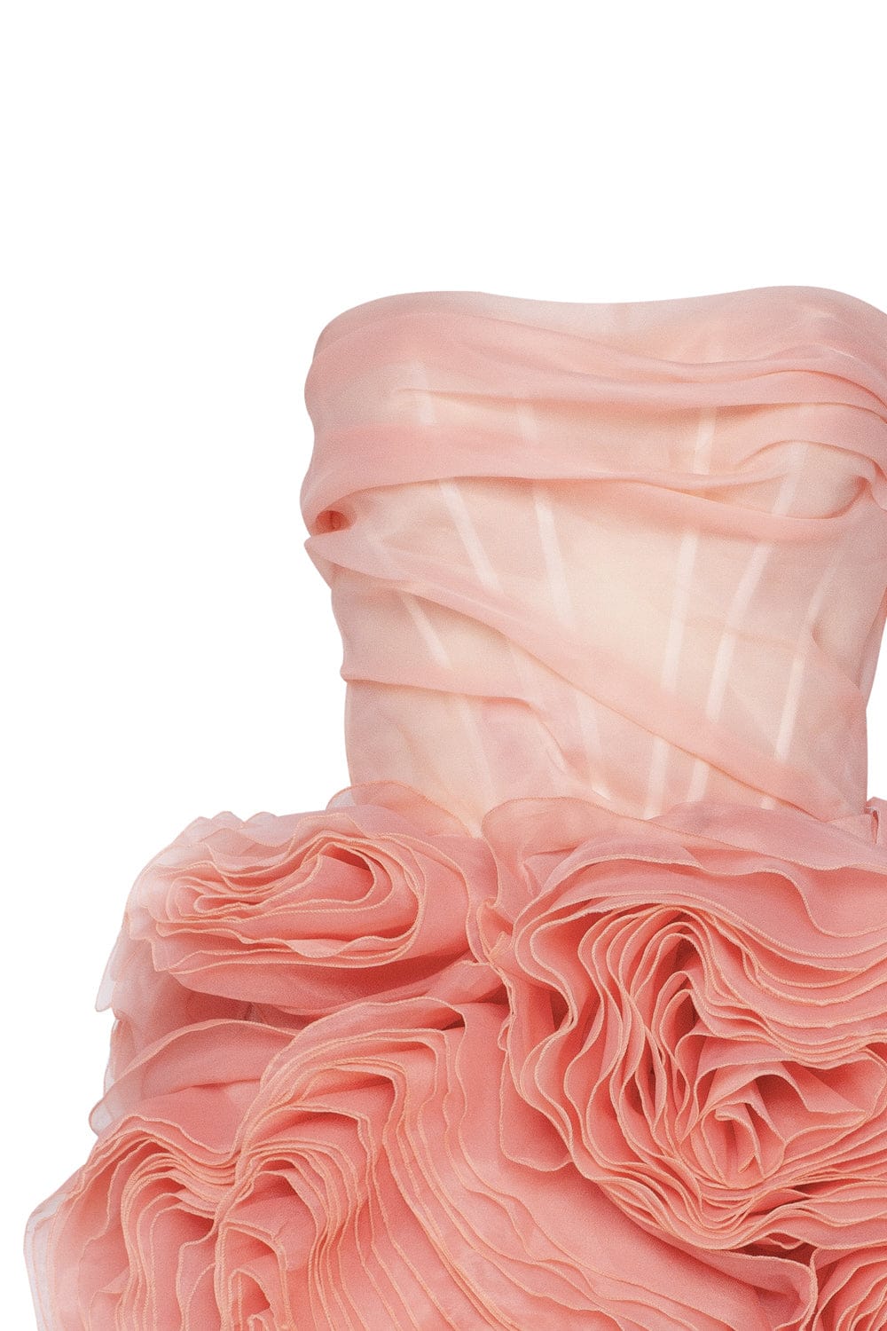 Georgia Appliquéd Organza Coral Mini Dress