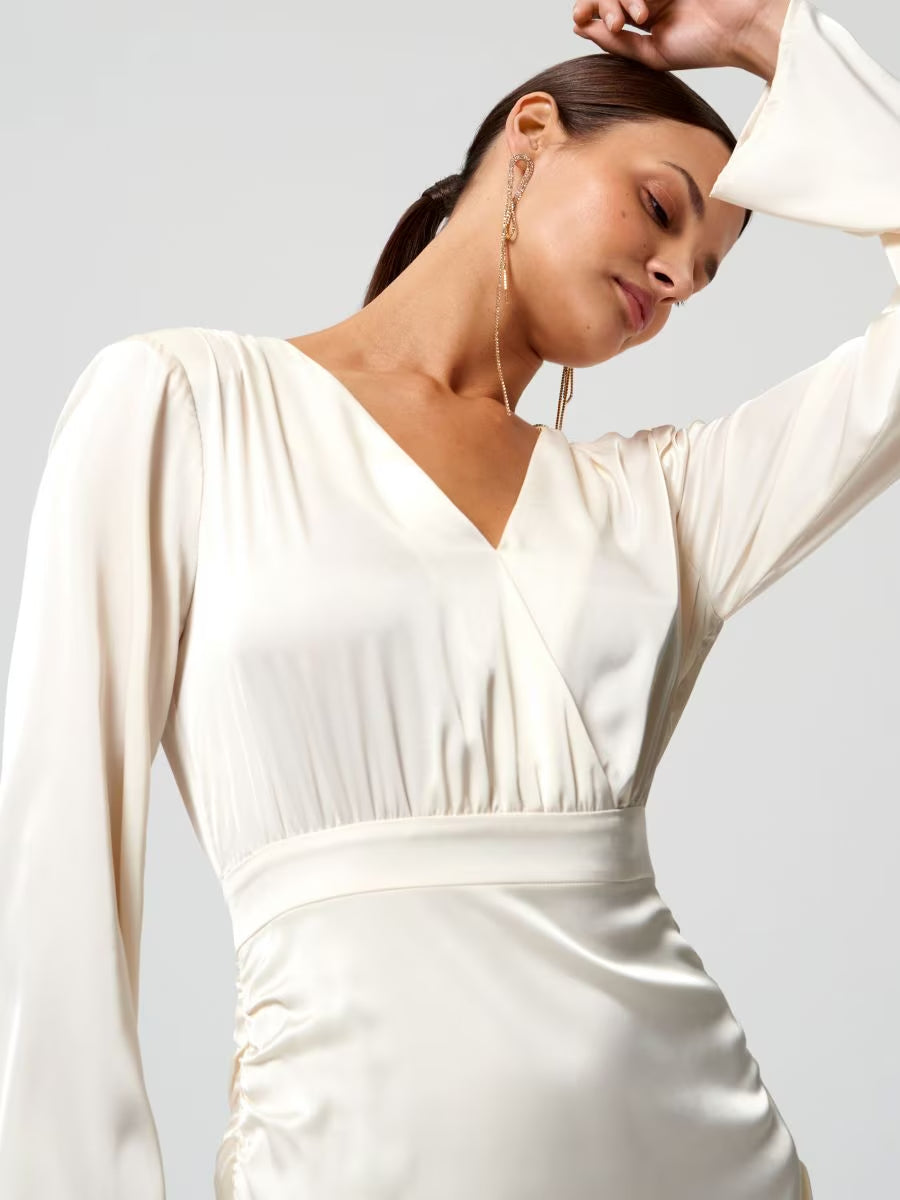Flowering Girl Women White Long Sleeve Mini Dress