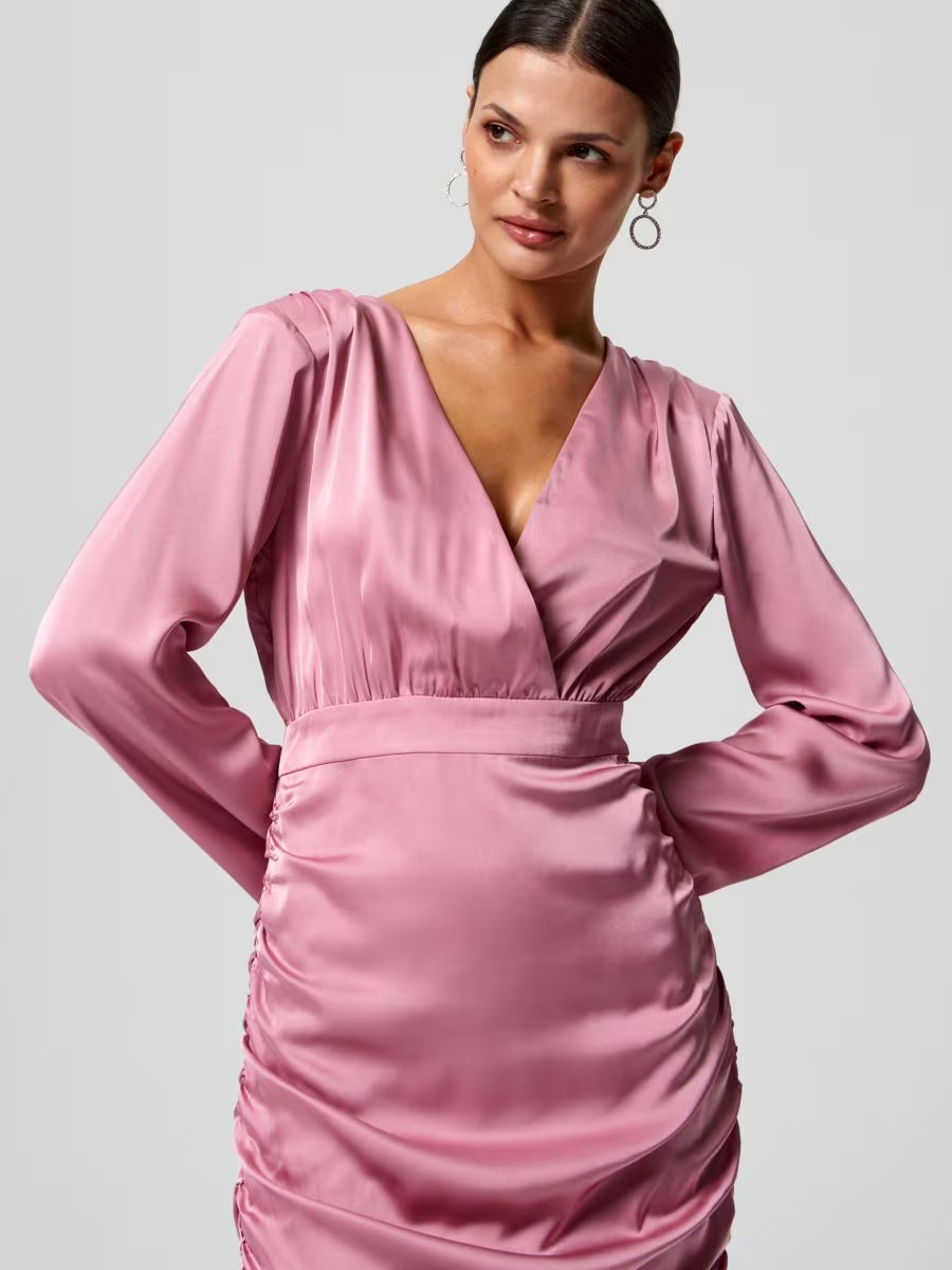 Flowering Girl Women Pink Long Sleeve Mini dress