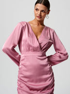 Flowering Girl Women Pink Long Sleeve Mini dress