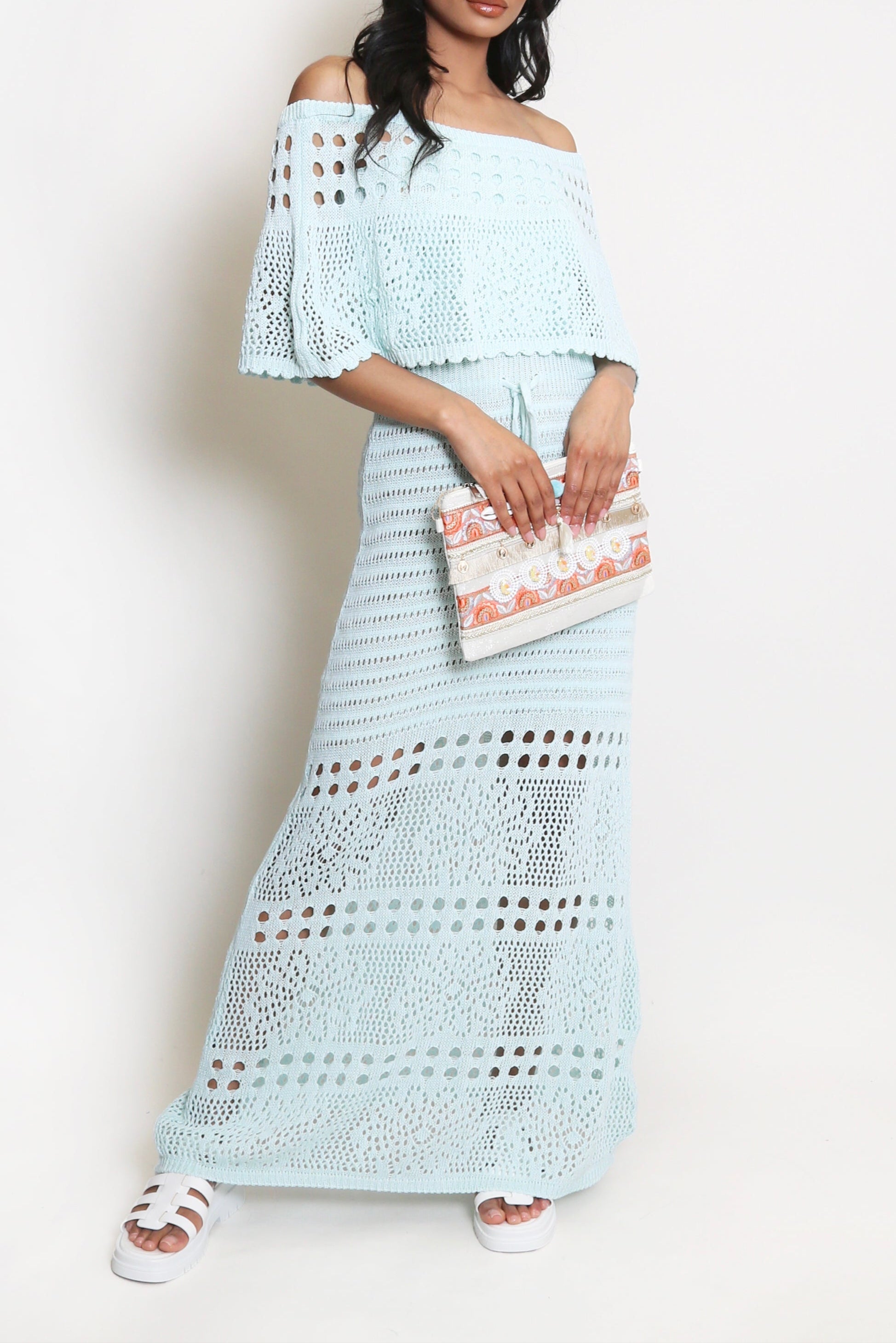 Flowering Girl Women Crochet Overlay Bandeau Maxi Dress