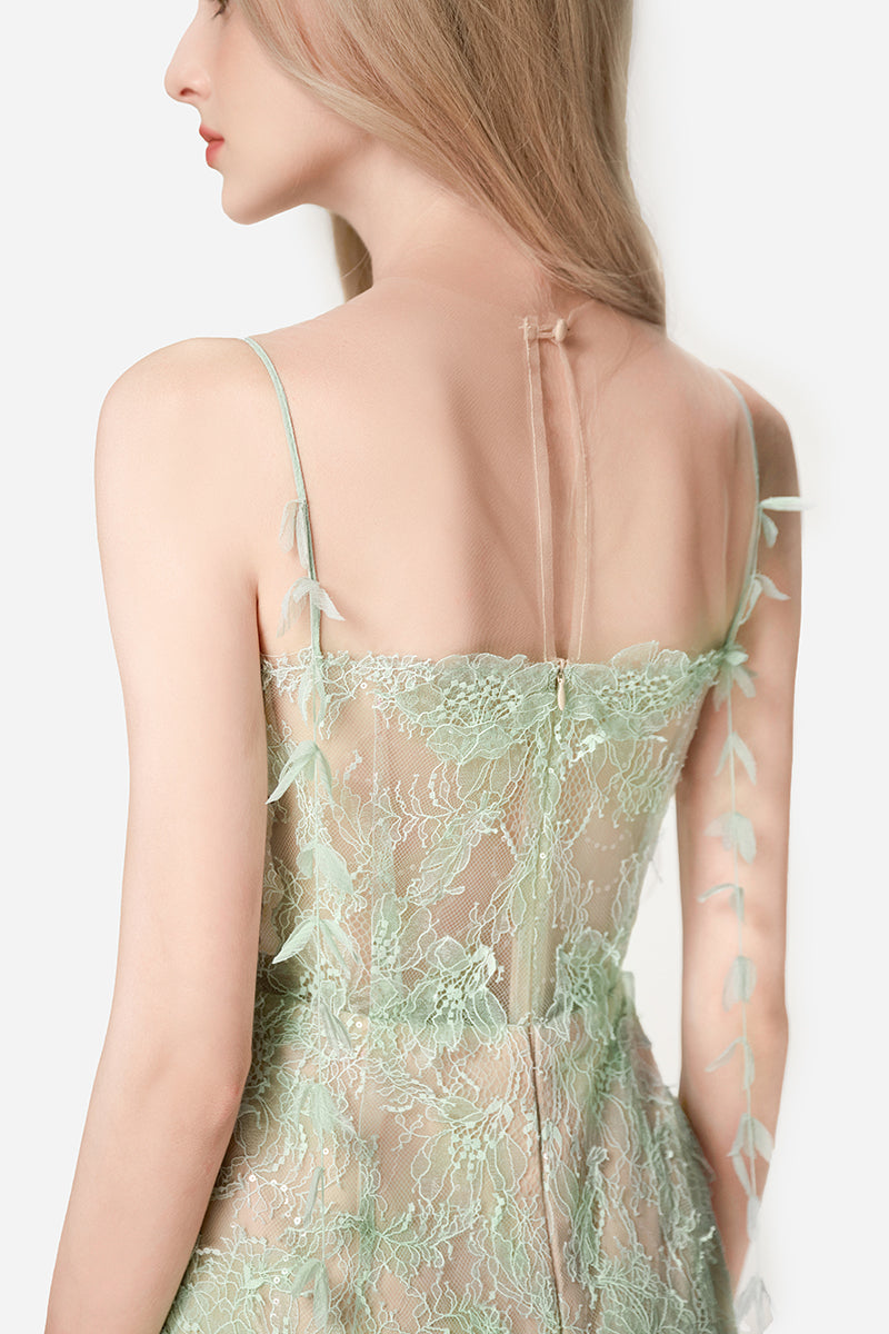 Flowering Girl Women MINT BEADED LACE PENCIL MIDI DRESS