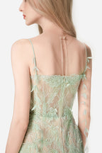 Flowering Girl Women MINT BEADED LACE PENCIL MIDI DRESS