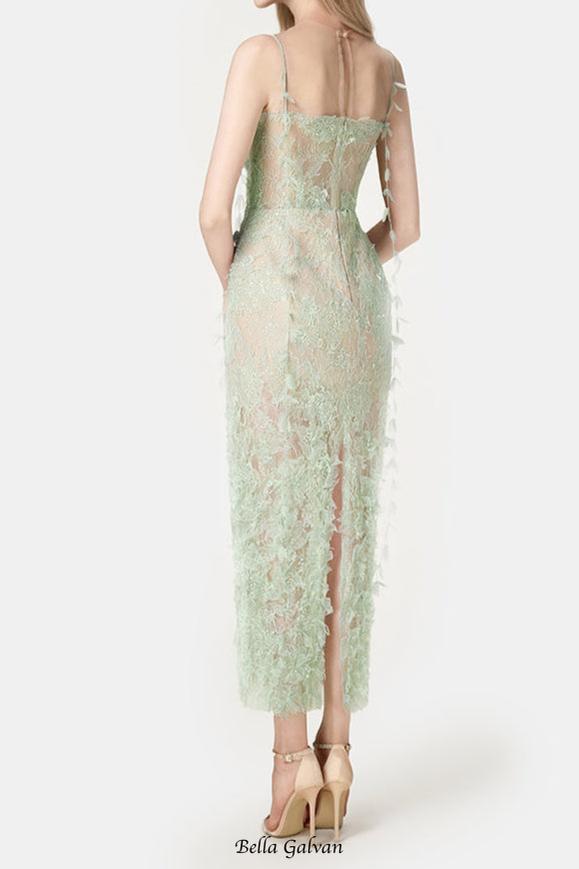Flowering Girl Women MINT BEADED LACE PENCIL MIDI DRESS