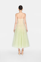 Mint Draped Lace Midi Dress