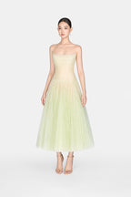 Mint Draped Lace Midi Dress