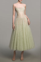 Mint Draped Lace Midi Dress